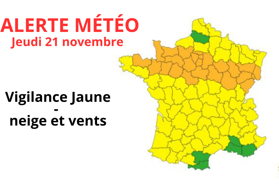 ALERTE MÉTÉO : Vigilance Jaune - Neige et vents